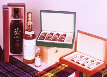 a range of whisky boxes